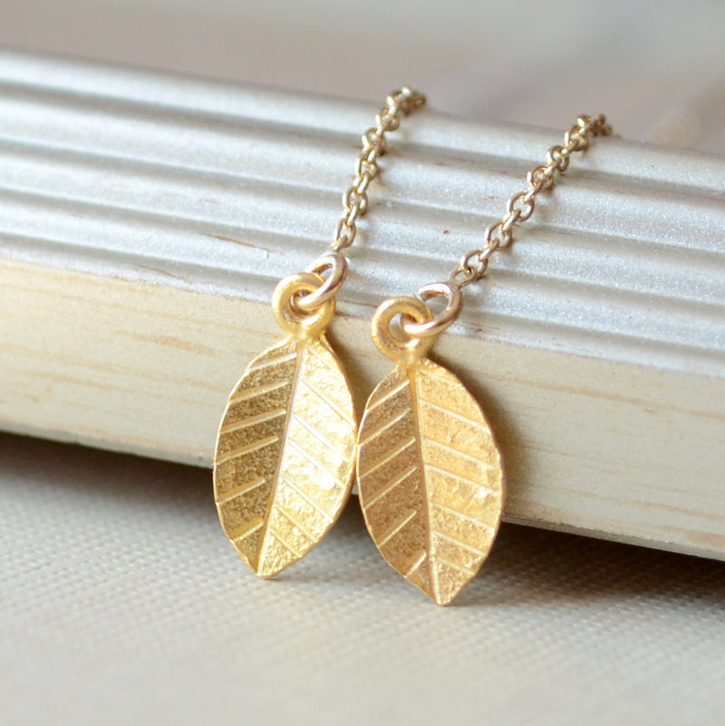 Gold Leaf Threader Earrings
