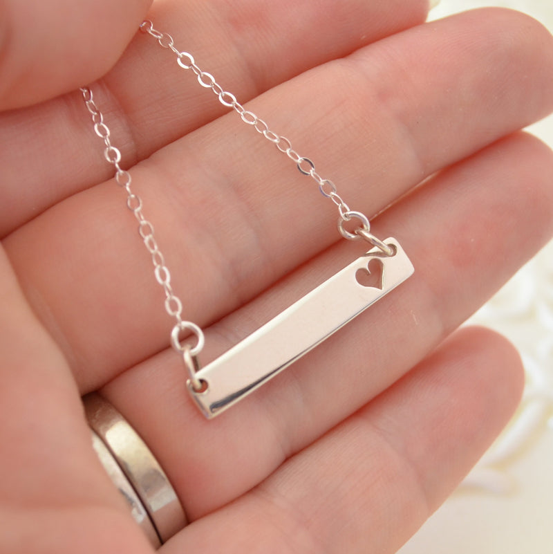 Silver Bar Necklace in Sterling Silver for Teens