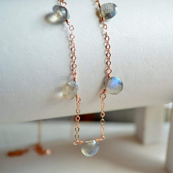 Labradorite Necklace on a Rose Gold Chain