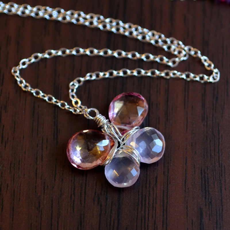 Butterfly Necklace with Pink Gemstones