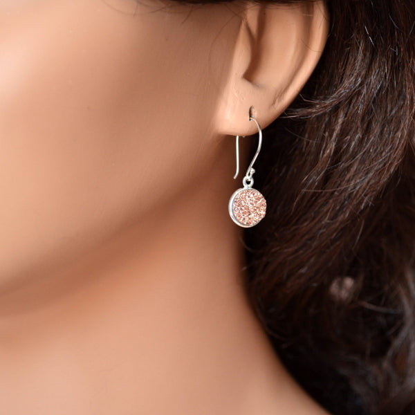 Druzy Earrings, Rose Gold and Copper