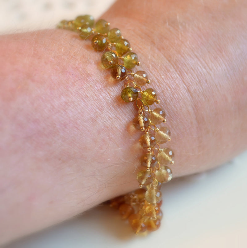 Gemstone Cluster Bracelet for Autumn Brides - Fall Cluster