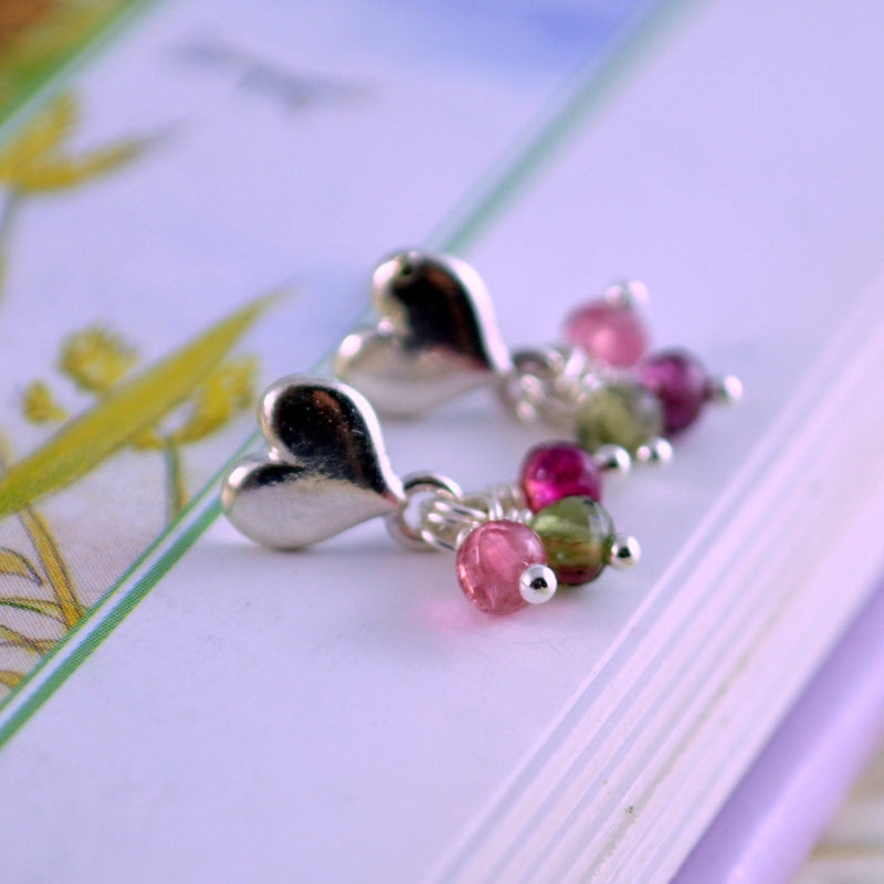 Pink and Green Tourmaline Earrings for Girls