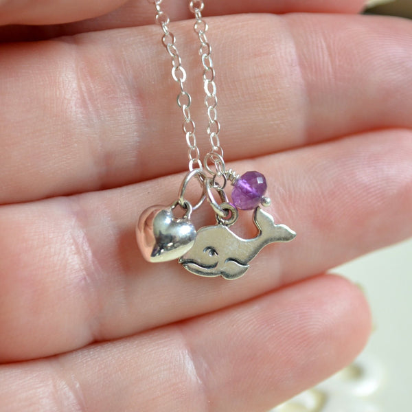 Happy Whale Necklace in Sterling Silver