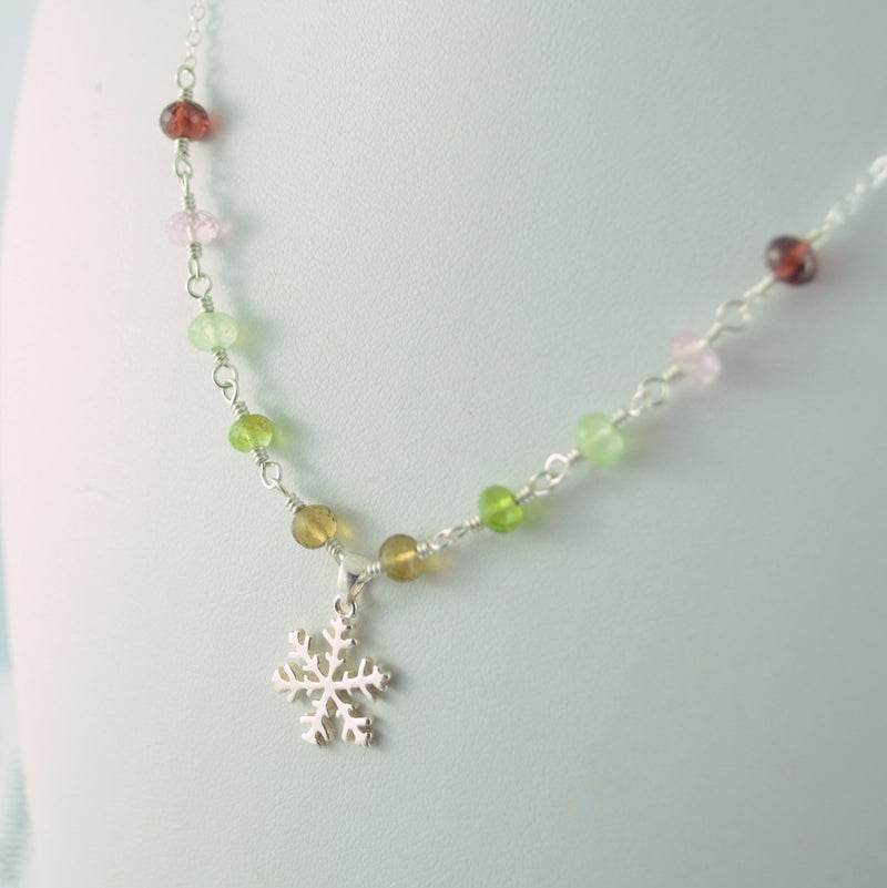 Snowflake Necklace for Girls with Gemstones