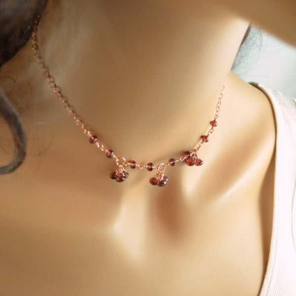 Garnet Choker Necklace with January Birthstone