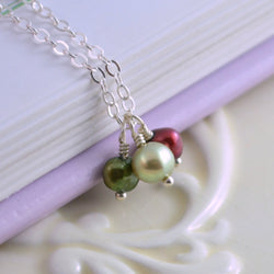 Red and Green Freshwater Pearl Necklace for Christmas