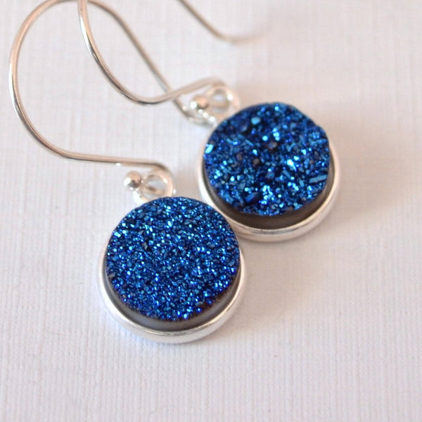 Royal Blue Druzy Earrings