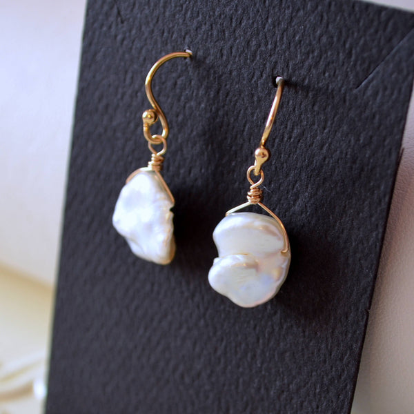 White Keishi Pearl Earrings
