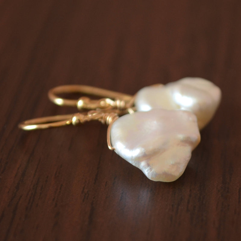 White Keishi Pearl Earrings