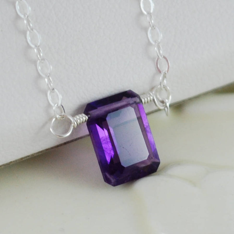 Emerald Cut Citrine Necklace for Girls