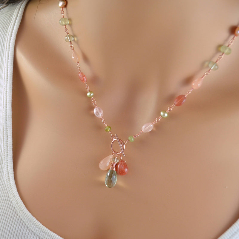 Peach Morganite Necklace and Moonstone
