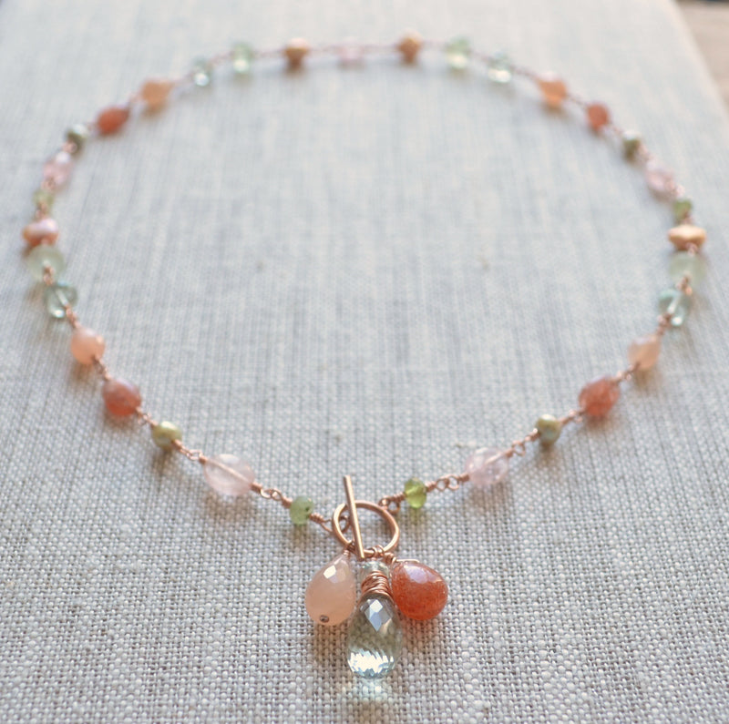 Peach Morganite Necklace and Moonstone