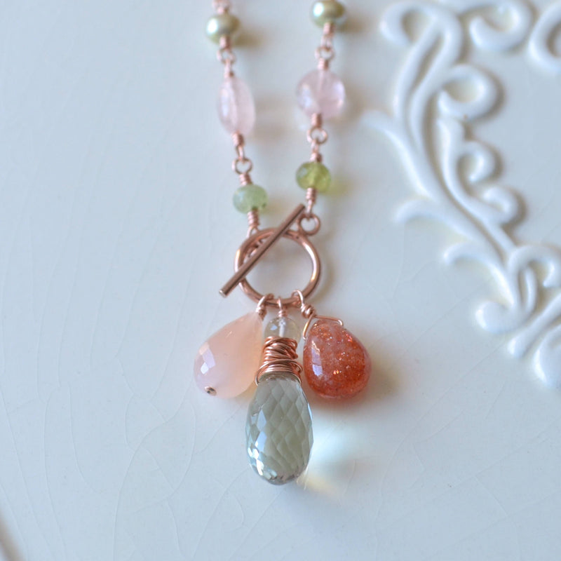 Peach Morganite Necklace and Moonstone