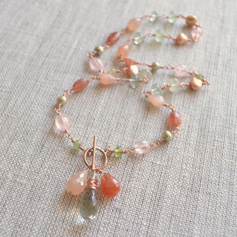 Peach Morganite Necklace and Moonstone
