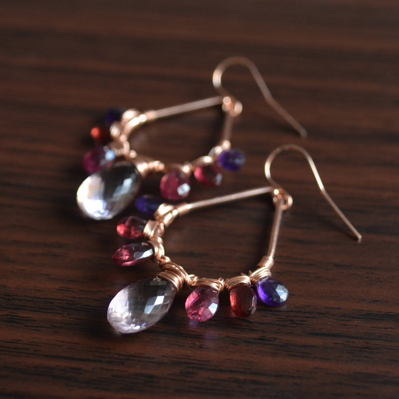 Bold Gemstone Earrings with Rose Gold