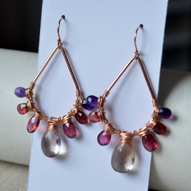 Bold Gemstone Earrings with Rose Gold