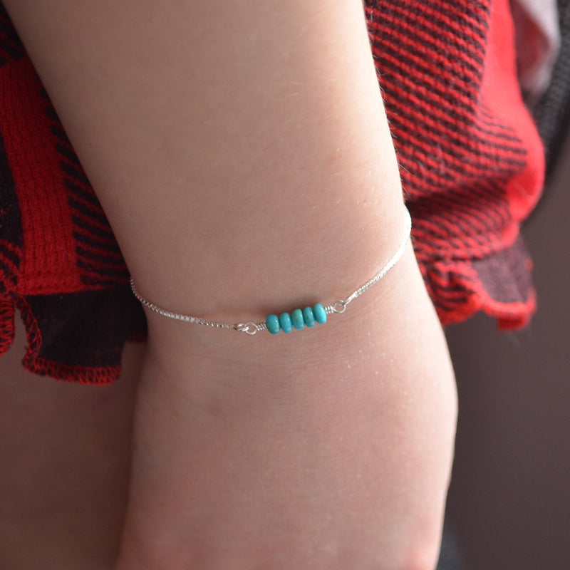 Real Turquoise Bracelet in Sterling Silver for Teens