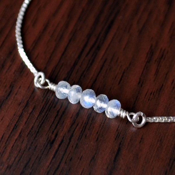 Rainbow Moonstone Bracelet in Sterling Silver for Teens