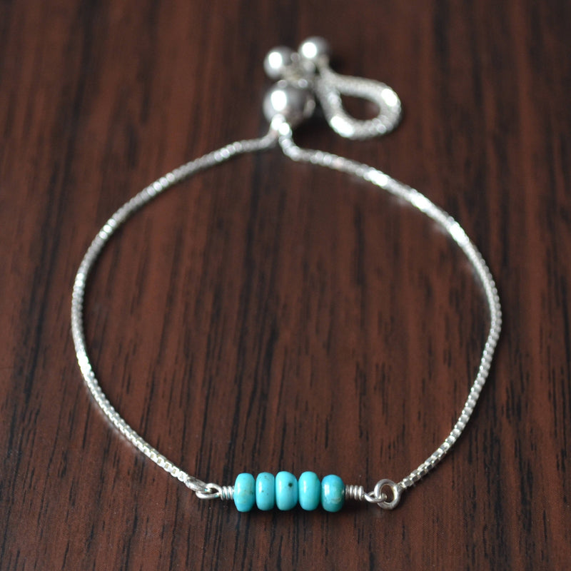 Real Turquoise Bracelet in Sterling Silver for Teens
