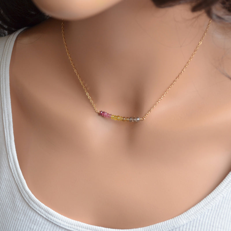 Pink and Yellow Tourmaline Necklace