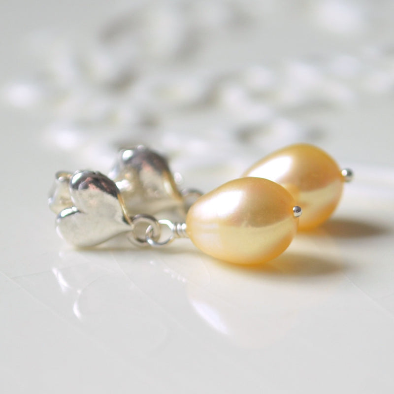 Yellow Pearl Dangle Earrings for Girls