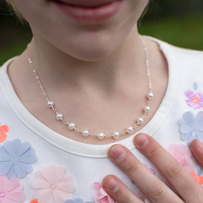 Elegant White Pearl Necklace for Girls