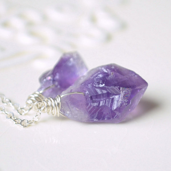 Raw Amethyst Lariat Necklace