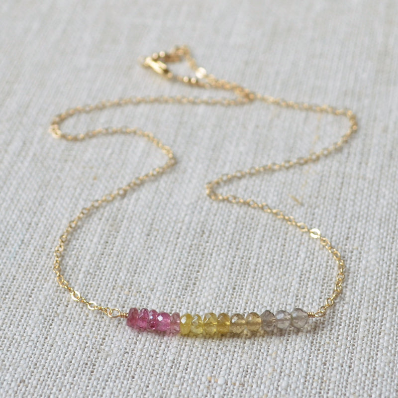 Pink and Yellow Tourmaline Necklace