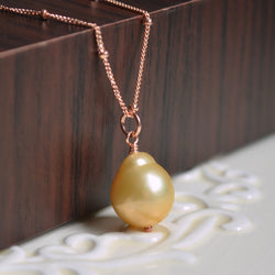 Soft Yellow Pearl Necklace