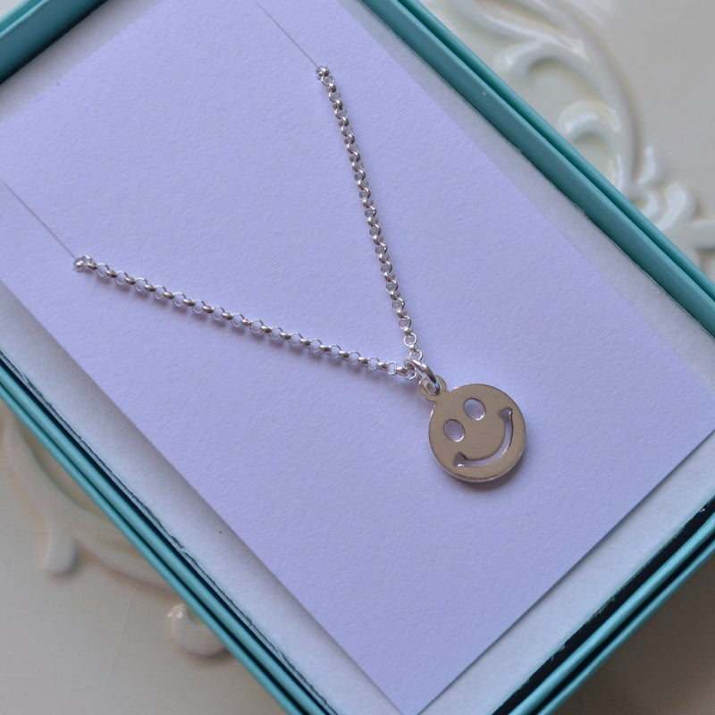 Happy Face Necklace in Sterling Silver