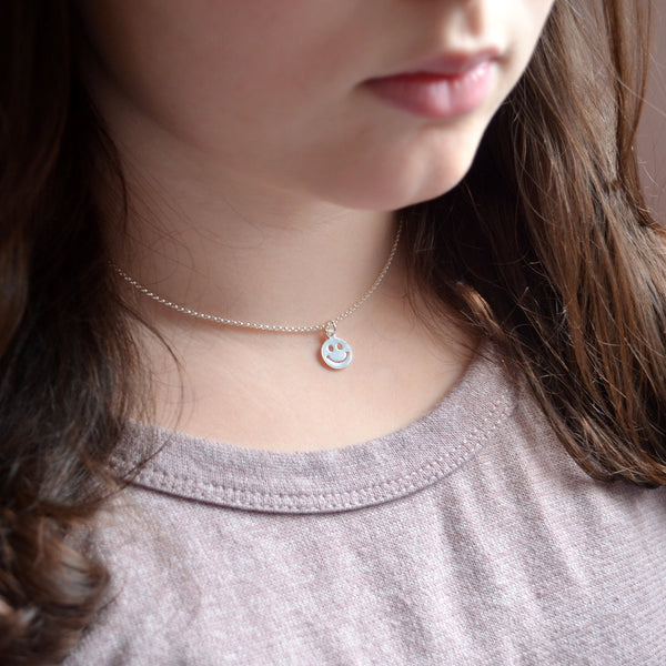 Happy Face Necklace in Sterling Silver