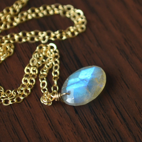 Labradorite Necklace and Faceted Oval Pendant