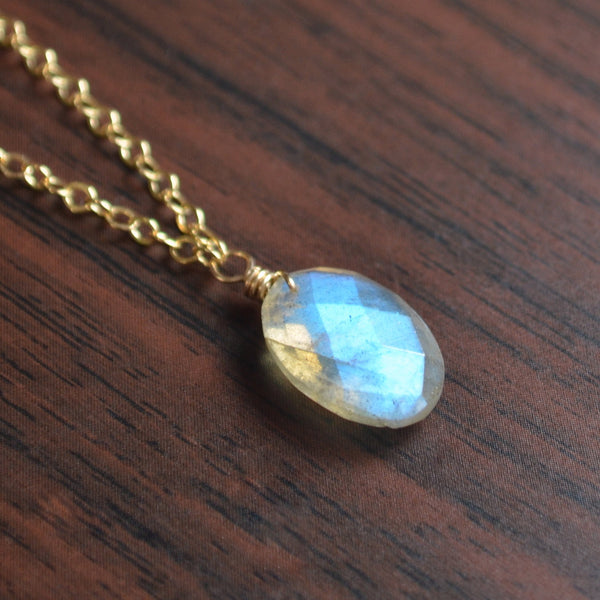 Labradorite Necklace and Faceted Oval Pendant