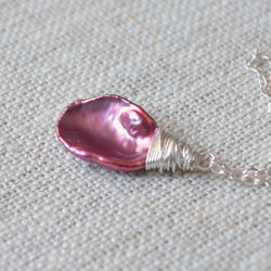 Simple Keshi Pearl Necklace, Magenta