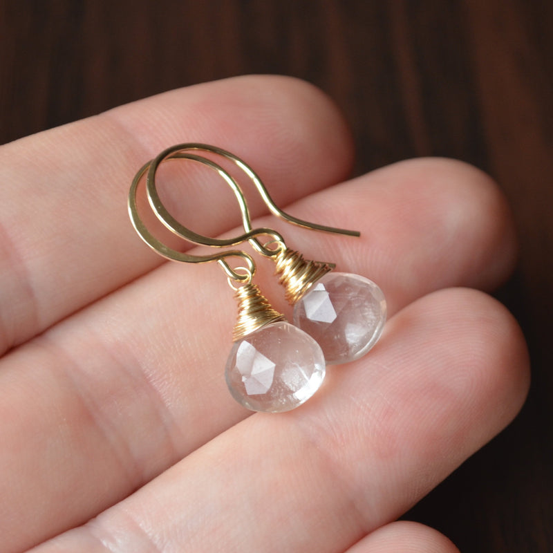 Crystal Quartz Drop Earrings with Semiprecious Stones
