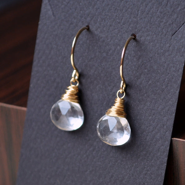 Crystal Quartz Drop Earrings with Semiprecious Stones