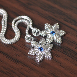 Snowflake Threader Earrings with Lab Sapphires