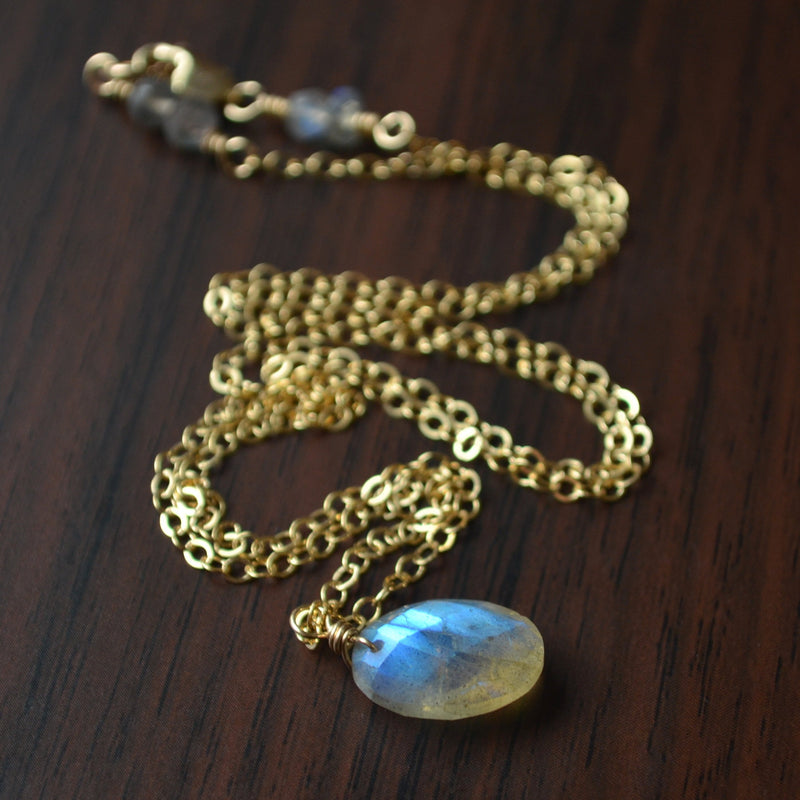 Labradorite Necklace and Faceted Oval Pendant