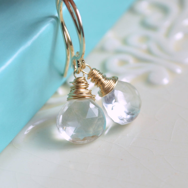 Crystal Quartz Drop Earrings with Semiprecious Stones