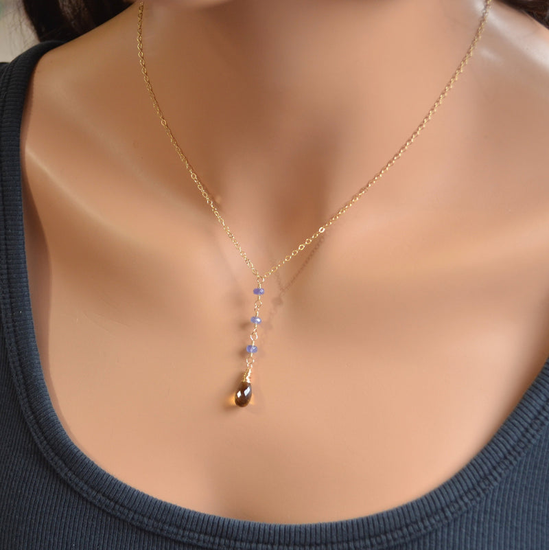 Beer Quartz and Tanzanite Necklace