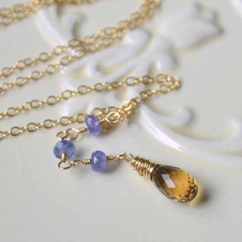 Beer Quartz and Tanzanite Necklace