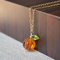Pumpkin Necklace with Dark Orange Glass Bead