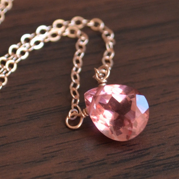 Morganite Necklace with Morganite Doublet Quartz