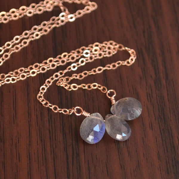 Rose Gold and Labradorite Necklace