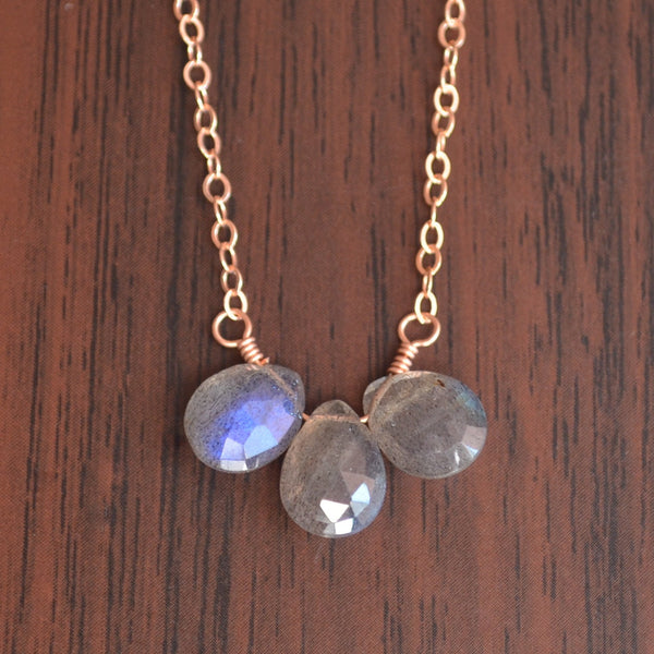 Rose Gold and Labradorite Necklace