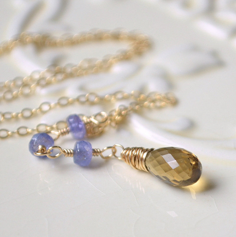 Beer Quartz and Tanzanite Necklace