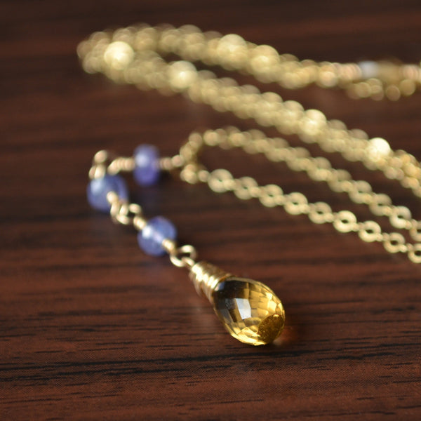 Beer Quartz and Tanzanite Necklace