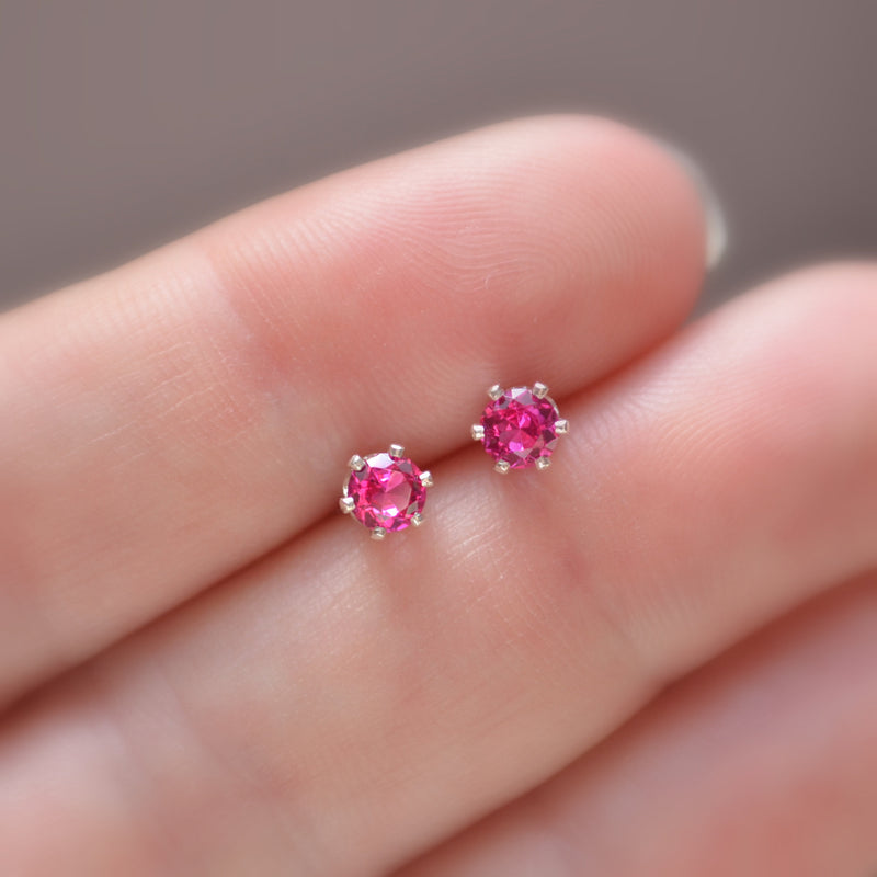 Ruby Stud Earrings with Lab-Created Stones