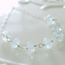 Pale Aquamarine Necklace and Genuine Ice Blue Gemstone